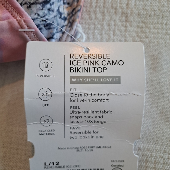 Athleta Girl size 12 or Large reversible bikini top new - Picture 3 of 3